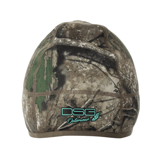 DSG OUTERWEAR WOMEN SHERPA PONYTAIL BEANIE REALTREE APX FRONT VIEW