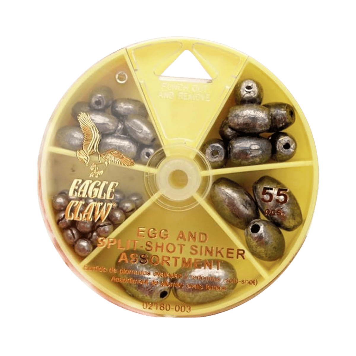 EAGLE CLAW EGG SINKER SPLIT-SHOT SELECTOR 55PC