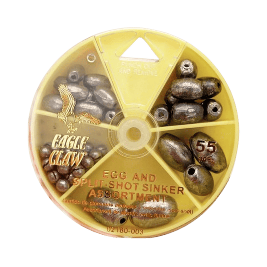 EAGLE CLAW EGG SINKER SPLIT-SHOT SELECTOR 55PC