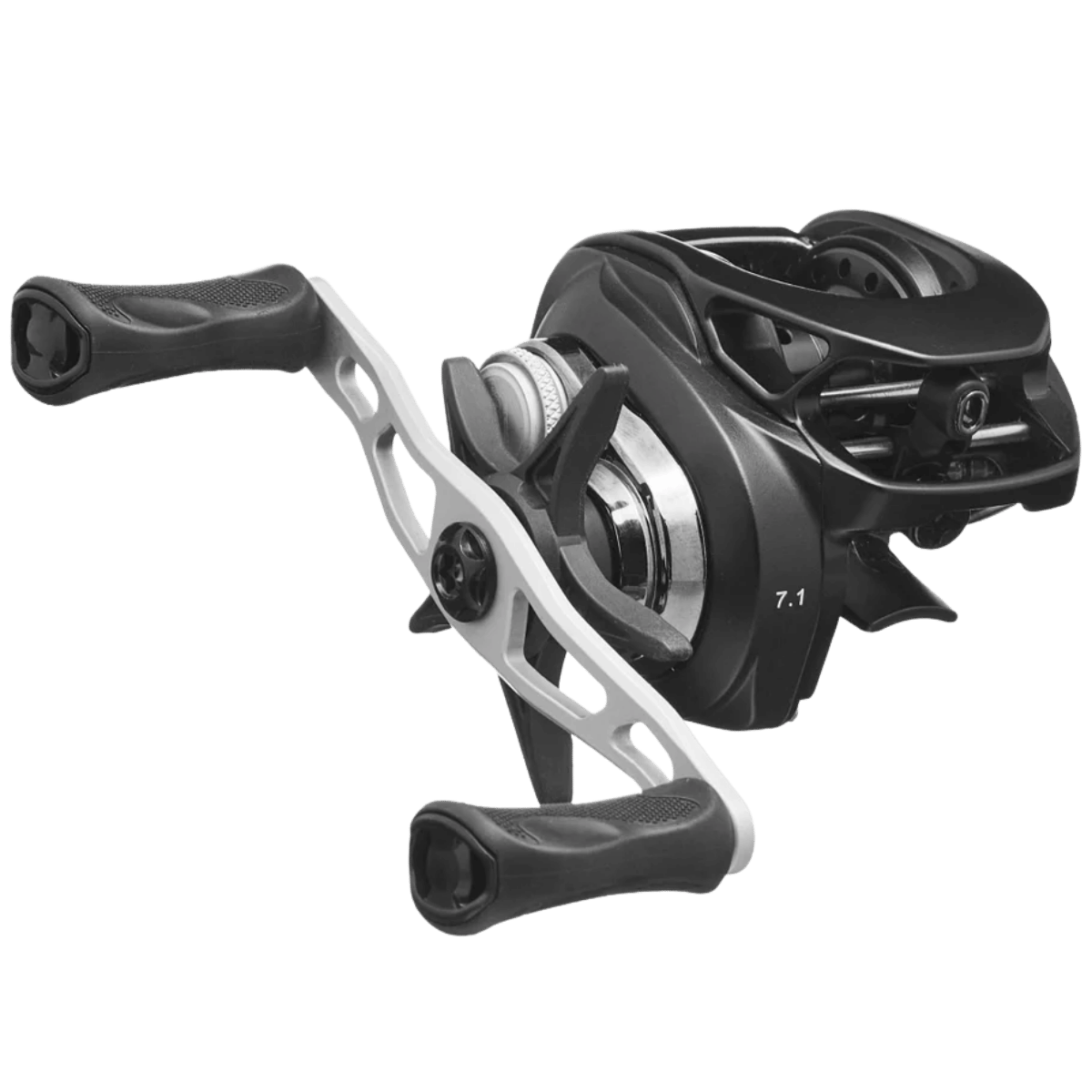 BATES FISHING CO. EDC 100 CASTING REEL - RIGHT HAND_FRONT SIDE ANGLE
