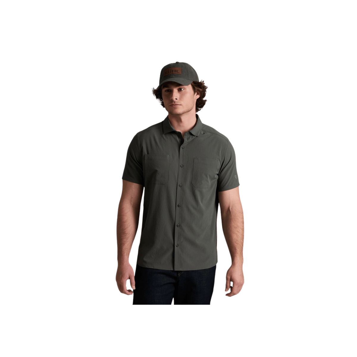KUHL MEN'S EDGE SHORT SLEEVE  - CARBON - FRONT VIEW