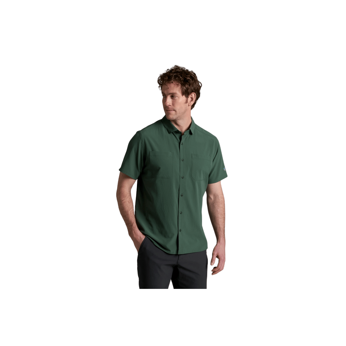 KUHL MEN'S EDGE SHORT SLEEVE - SMOKED PINE - FRONT VIEW
