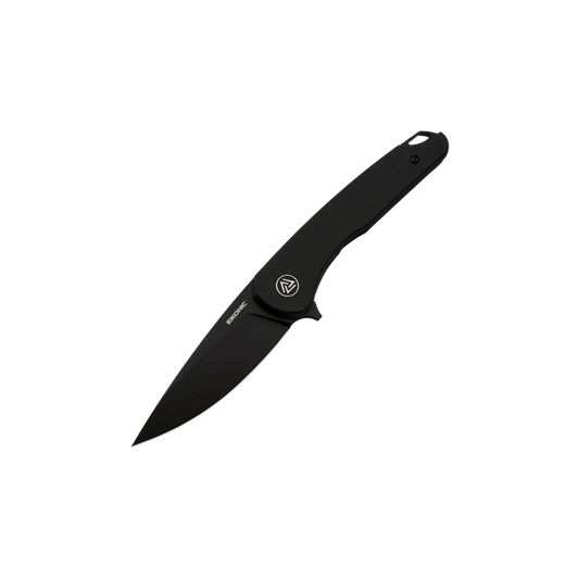 EIKONIC KNIFE DROMAS FLIPPER, BLACK, SIDE ANGLE, LOGO