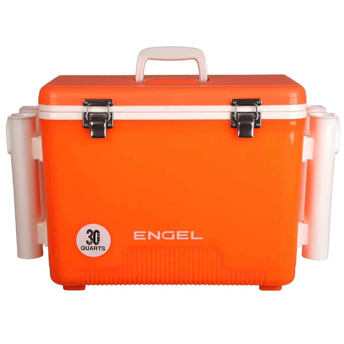 ENGEL 30 QUART COOLER/DRY BOX W/ ROD HOLDERS - ORANGE