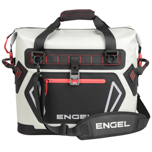 ENGEL HEAVY DUTY SOFT SIDED COOLER BAG - 20L - LT GRAY/RED