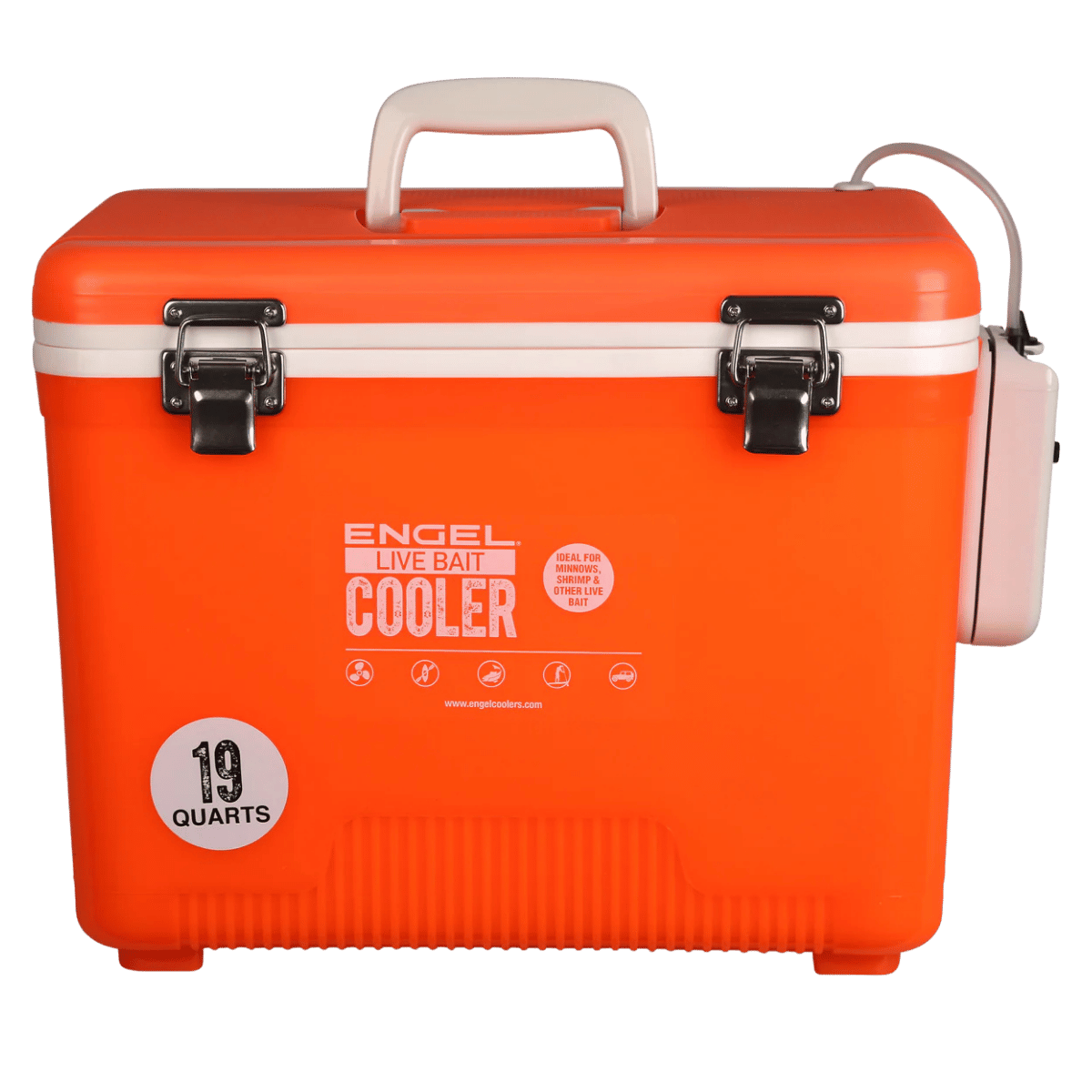 ENGEL 19 QUARTS LIVE BAIT DRYBOX/COOLER - HI VIZ ORANGE