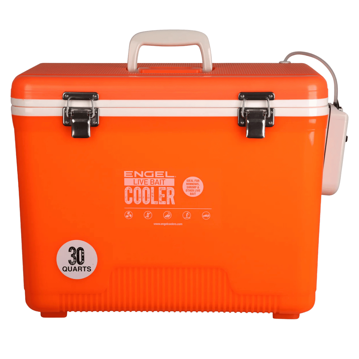 ENGEL 30 QUARTS LIVE BAIT DRYBOX/COOLER - HI VIZ ORANGE