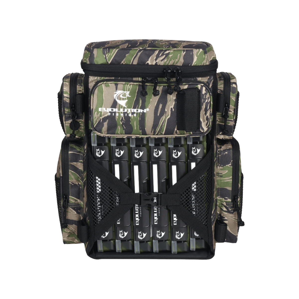 EVOLUTION OUTDOOR 3600 DRIFT TACKLE BACKPACK TIGER, FRONT ANGLE