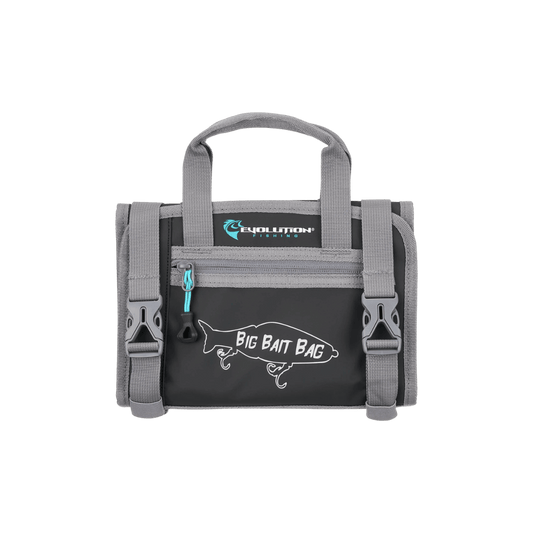 EVOLUTION OUTDOOR BIG BAIT BAG 10IN, FRONT LOGO, BLACK GRAY COLOR