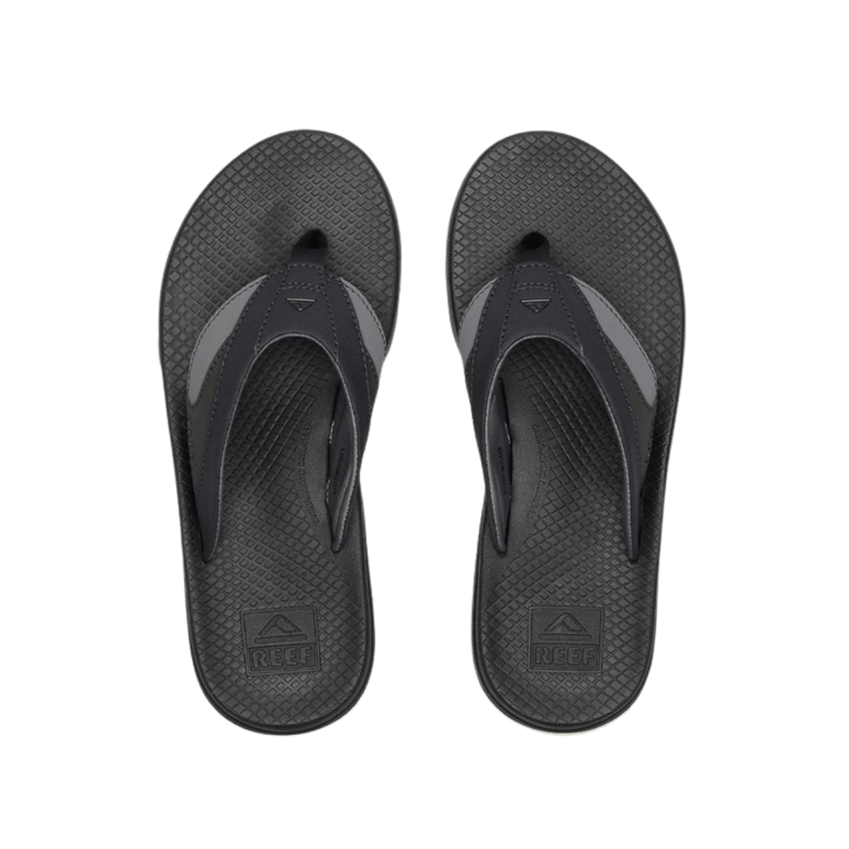 REEF MEN'S FANNING FLIP - BLACK/GUM - TOP VIEW