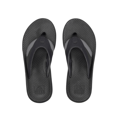 REEF MEN'S FANNING FLIP - BLACK/GUM - TOP VIEW