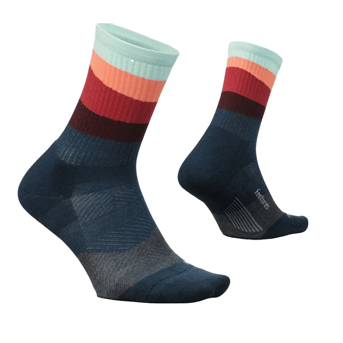 FEETURES ELITE TRAIL MINI CREW MAX CUSHION SOCKS ASCENT NAVY