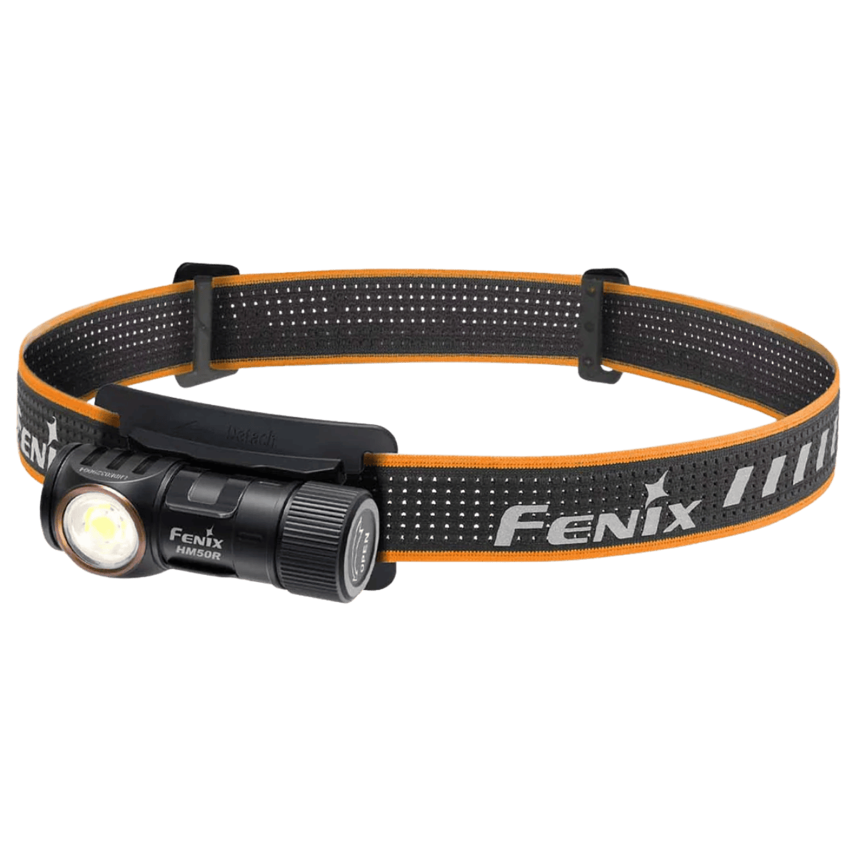 FENIX HM50R V2.0 RECHARGEABLE HEADLAMP - BLACK - FULL FRONT VIEW 