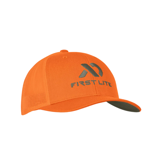 FIRST LITE TRUCKER HAT ORANGE GREY