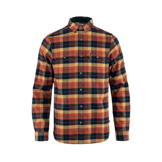 FJALLRAVEN SINGI HEAVY FLANNEL SHIRT AUTUMN LEAF DARK NAVY