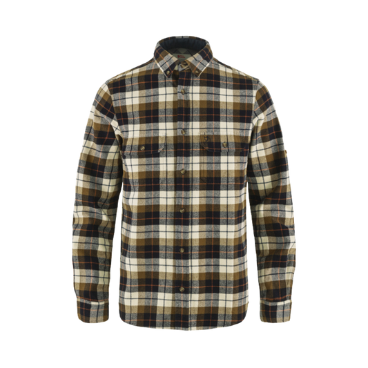 FJALLRAVEN SINGI HEAVY FLANNEL SHIRT CHALK WHITE DARK NAVY