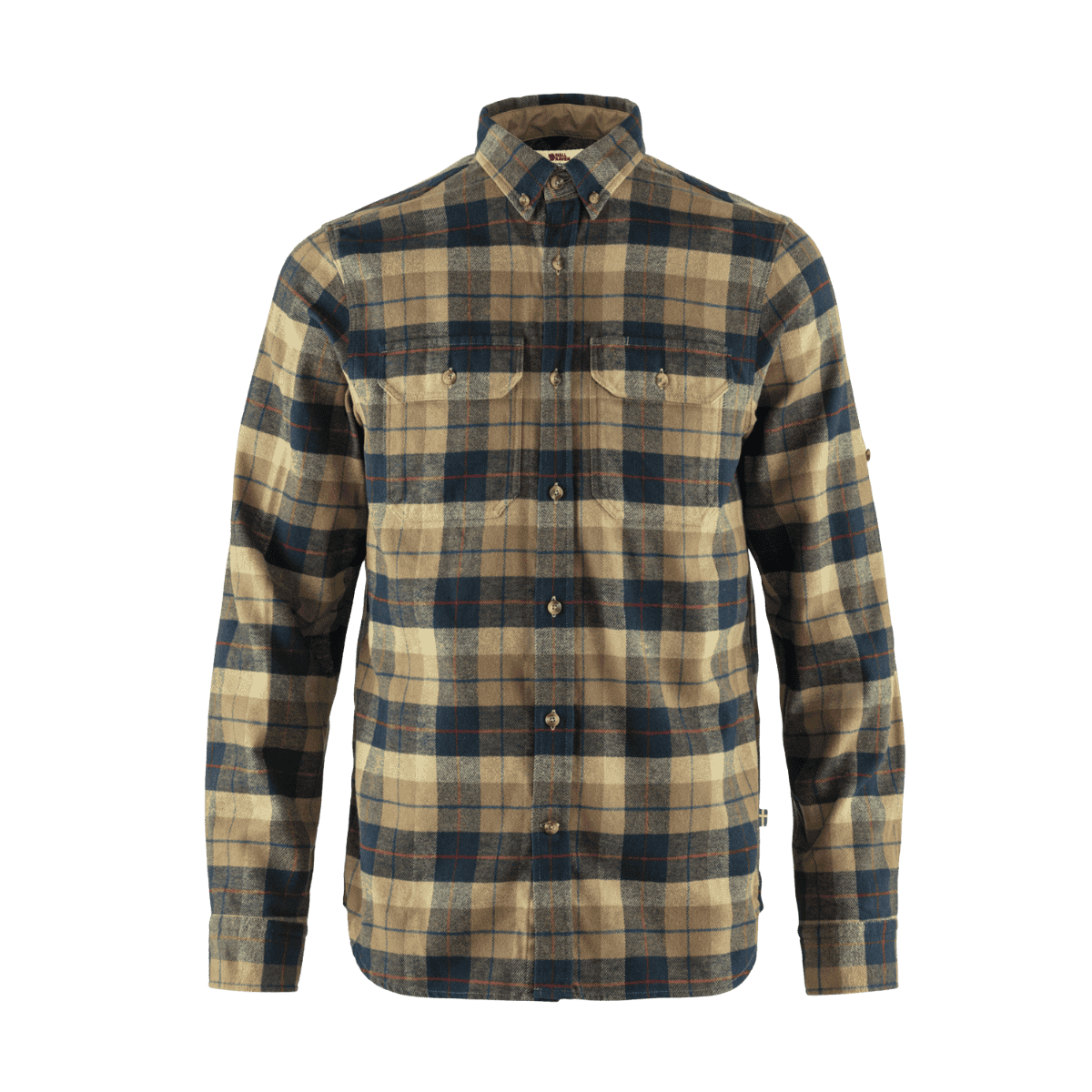 FJALLRAVEN MEN'S SINGI HEAVY FLANNEL SHIRT - DARK SAND - FRONT