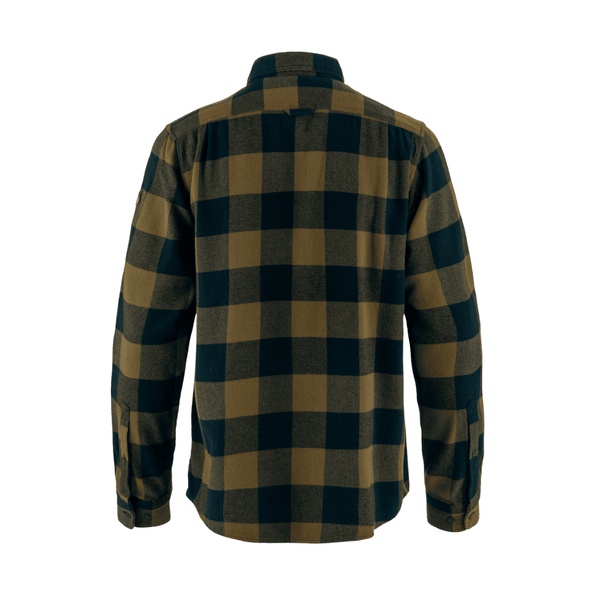 FJALLRAVEN MEN'S ÖVIK HEAVY FLANNEL SHIRT - WOOD BROWN/DARK NAVY - BACK VIEW