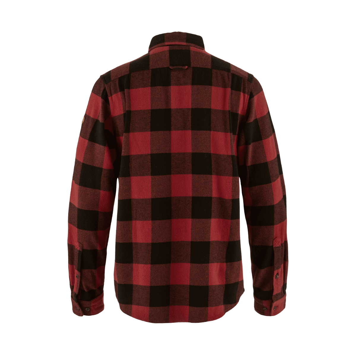 FJALLRAVEN MEN'S ÖVIK HEAVY FLANNEL SHIRT - RED/BLACK - BACK VIEW