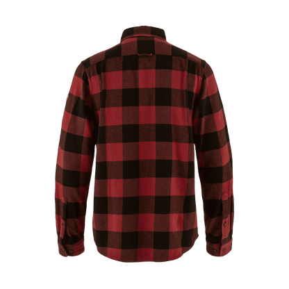 FJALLRAVEN MEN'S ÖVIK HEAVY FLANNEL SHIRT - RED/BLACK - BACK VIEW