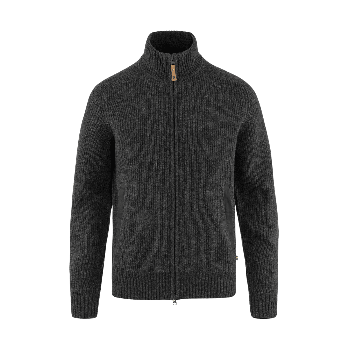 FJALLRAVEN MEN'S ÖVIK ZIP CARDIGAN KNIT SWEATER - DARK GREY - FRONT
