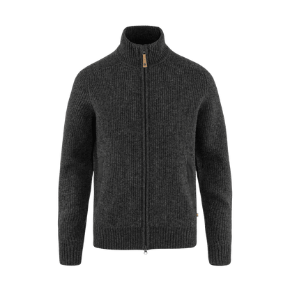 FJALLRAVEN MEN'S ÖVIK ZIP CARDIGAN KNIT SWEATER - DARK GREY - FRONT