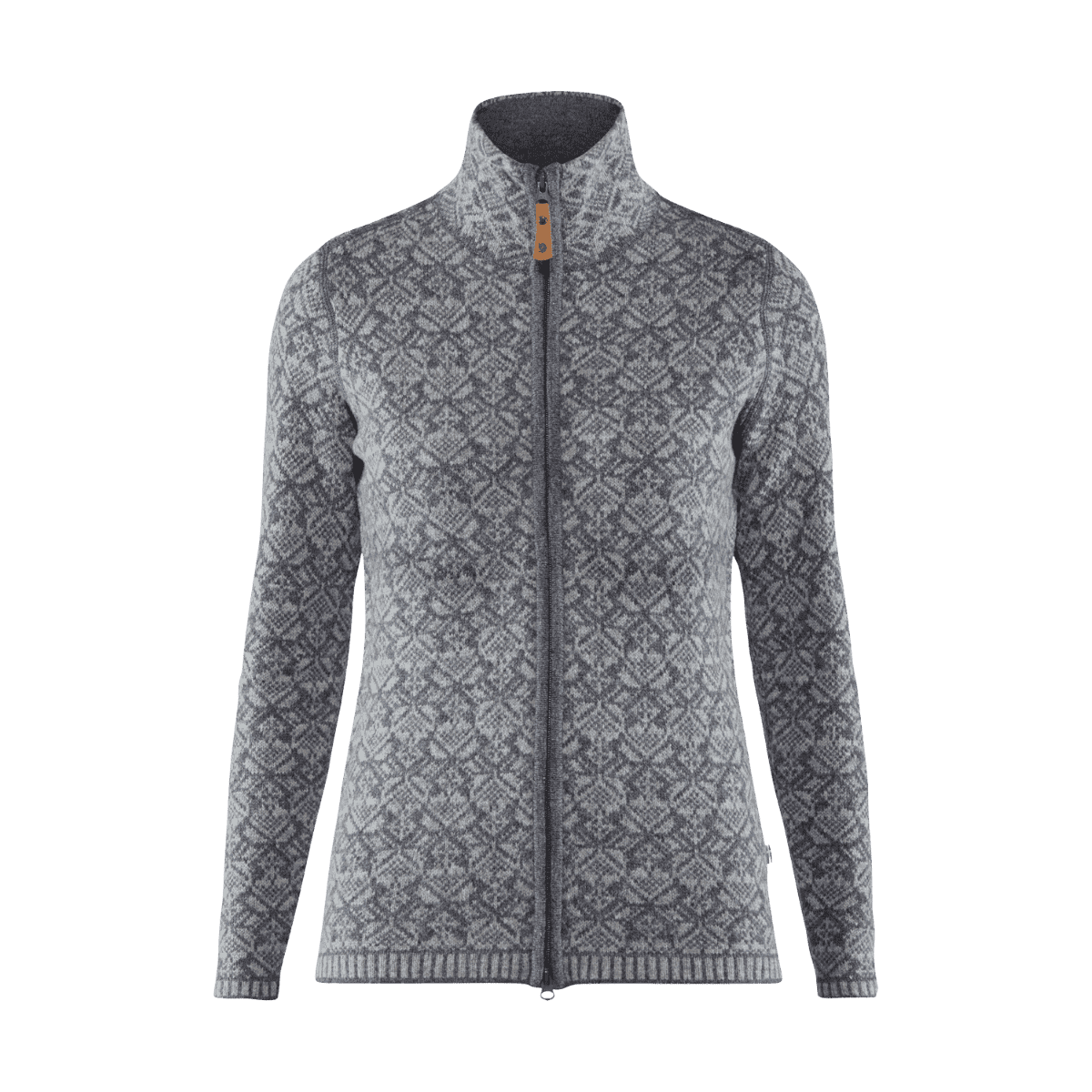 FJALLRAVEN WOMEN'S SNOW CARDIGAN - GREY - FRONT VIEW