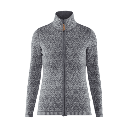 FJALLRAVEN WOMEN'S SNOW CARDIGAN - GREY - FRONT VIEW