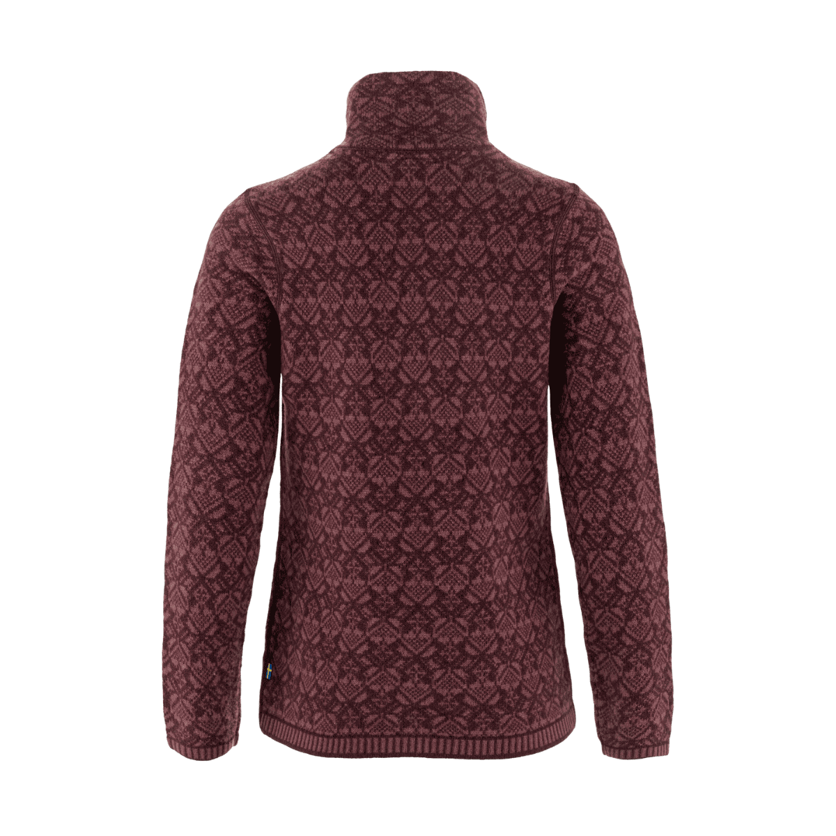 FJALLRAVEN WOMEN'S SNOW CARDIGAN - PORT - BACK VIEW
