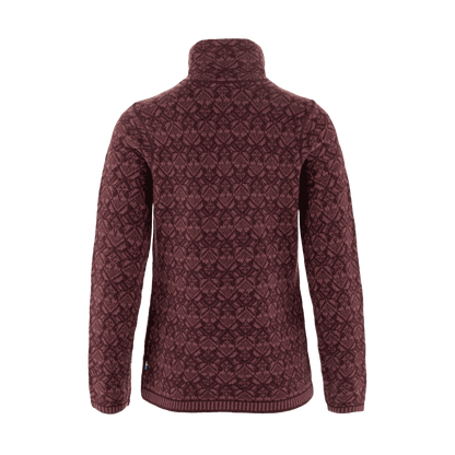 FJALLRAVEN WOMEN'S SNOW CARDIGAN - PORT - BACK VIEW