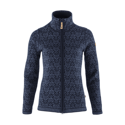FJALLRAVEN WOMEN'S SNOW CARDIGAN - DARK NAVY - FRONT