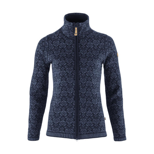 FJALLRAVEN WOMEN'S SNOW CARDIGAN - DARK NAVY - FRONT