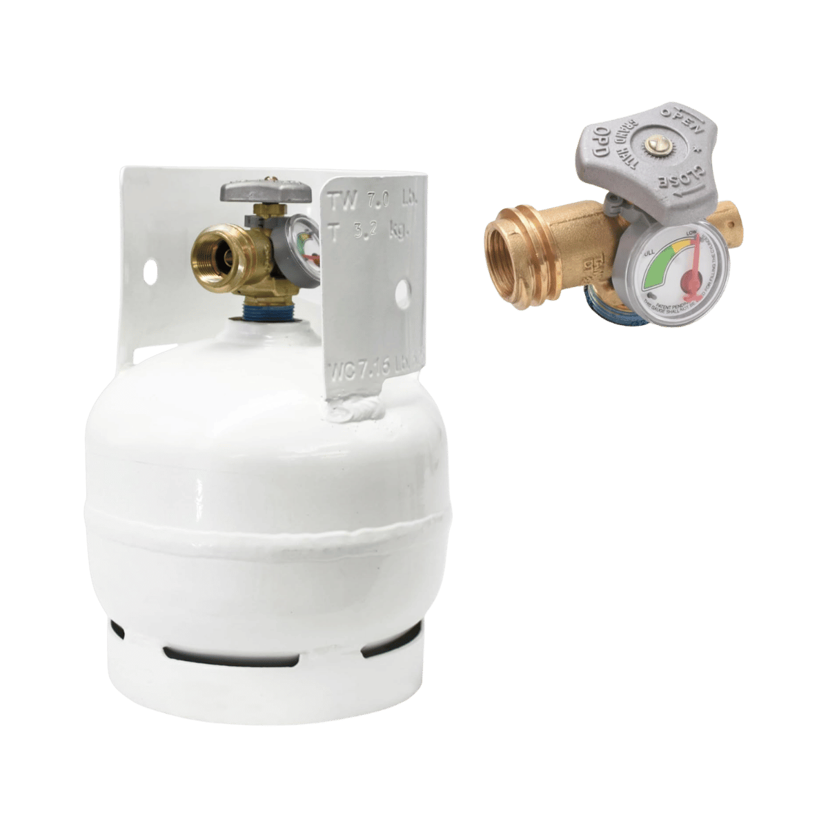 FLAME KING STEEL PROPANE CYLINDER W/GAUGE WHITE