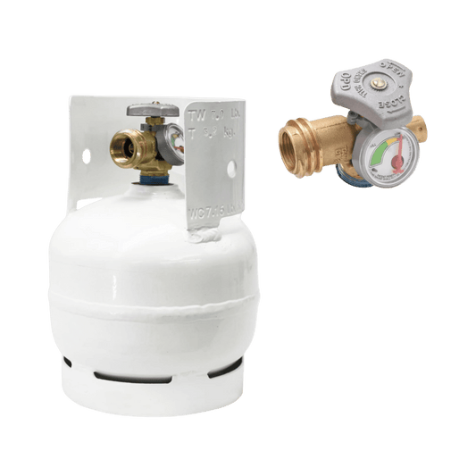 FLAME KING STEEL PROPANE CYLINDER W/GAUGE WHITE