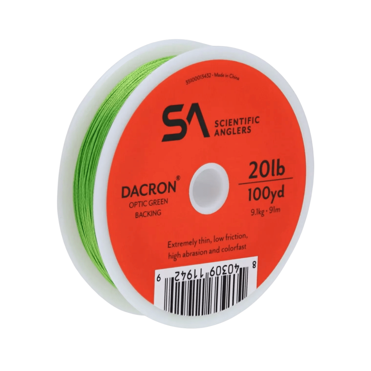 SCIENTIFIC ANGLERS FLY LINE BACKING 100YD - 20 LBS - OPTIC GREEN