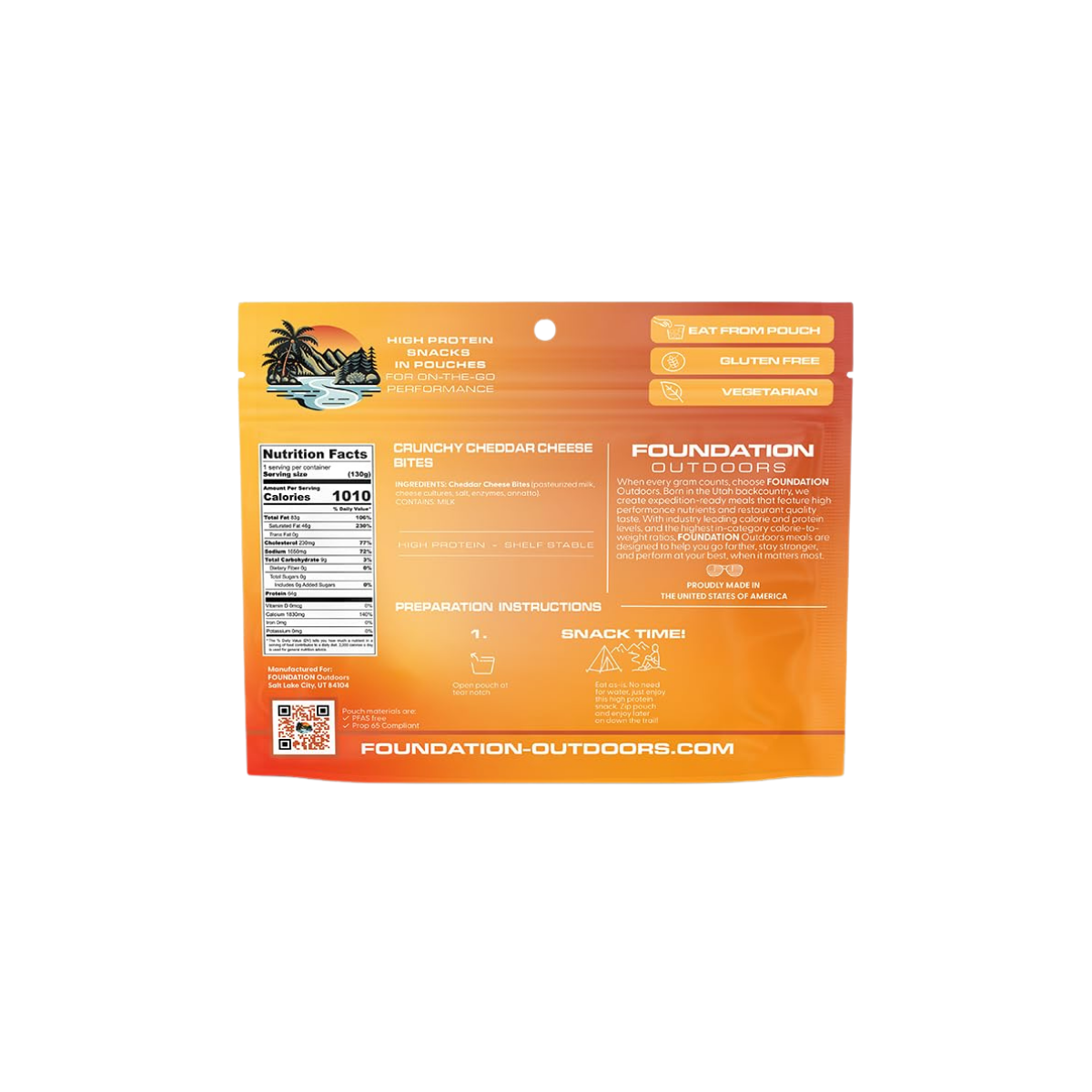 FOUNDATION OUTDOORS CHEDDAR CHEESE CUBE SNACK INGREDIENTS