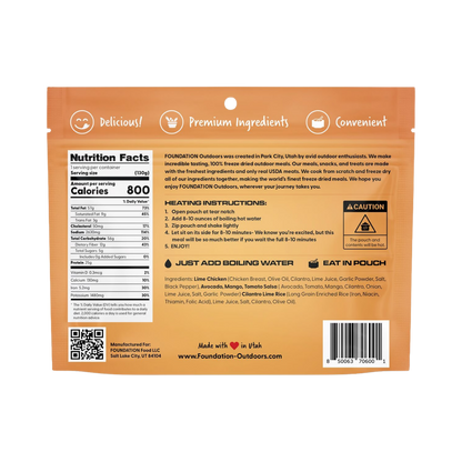 FOUNDATION OUTDOORS LIME CHICKEN W/AVOCADO MEAL INGREDIENTS