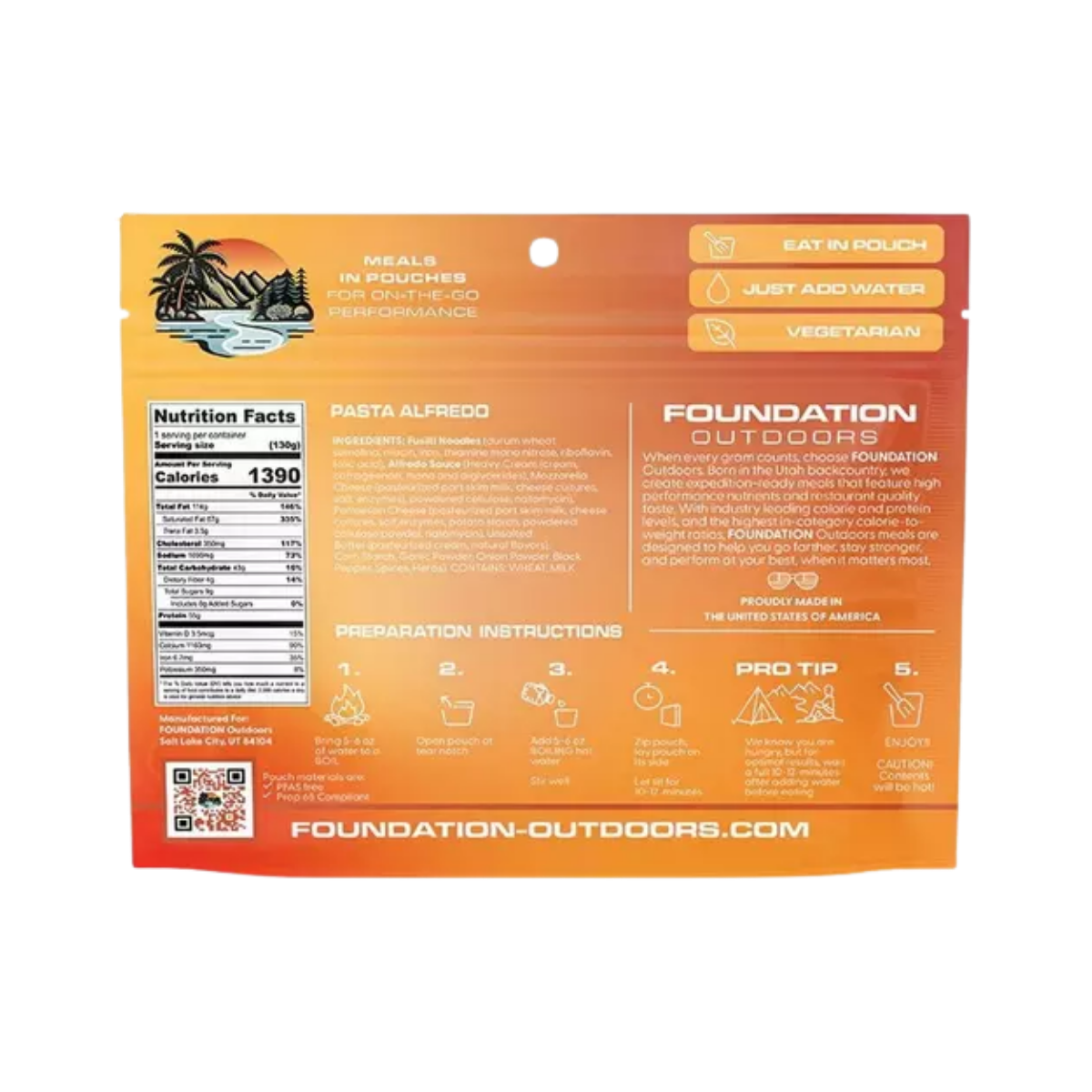 FOUNDATION OUTDOORS PASTA ALFREDO INGREDIENTS
