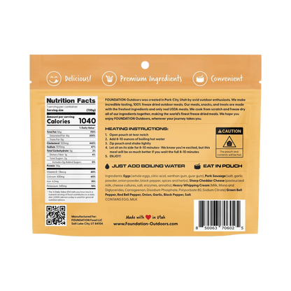 FOUNDATION OUTDOORS RISE AND SHINE BREAKFAST MEAL INGREDIENTS