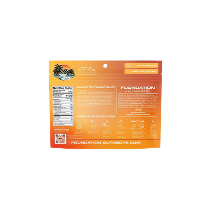 FOUNDATION OUTDOORS SPAGHETTI W/ MEAT SAUCE MEAL INGREDIENTS