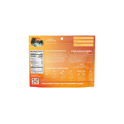 FOUNDATION OUTDOORS SPICY SAUSAGE RISOTTO MEAL INGREDIENTS