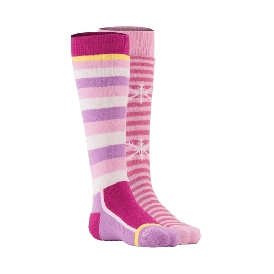 FOX RIVER KID'S SNOW DAY MEDIUM WEIGTH OTC SOCKS 2PK BUBBLE GUM ASSORT