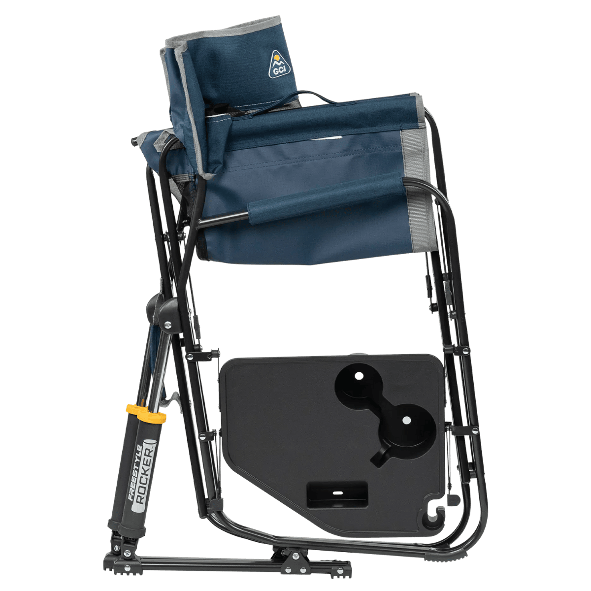 GCI OUTDOOR FREESTYLE ROCKER™ WITH SIDE TABLE - HEATHERED INDIGO - FOLDED