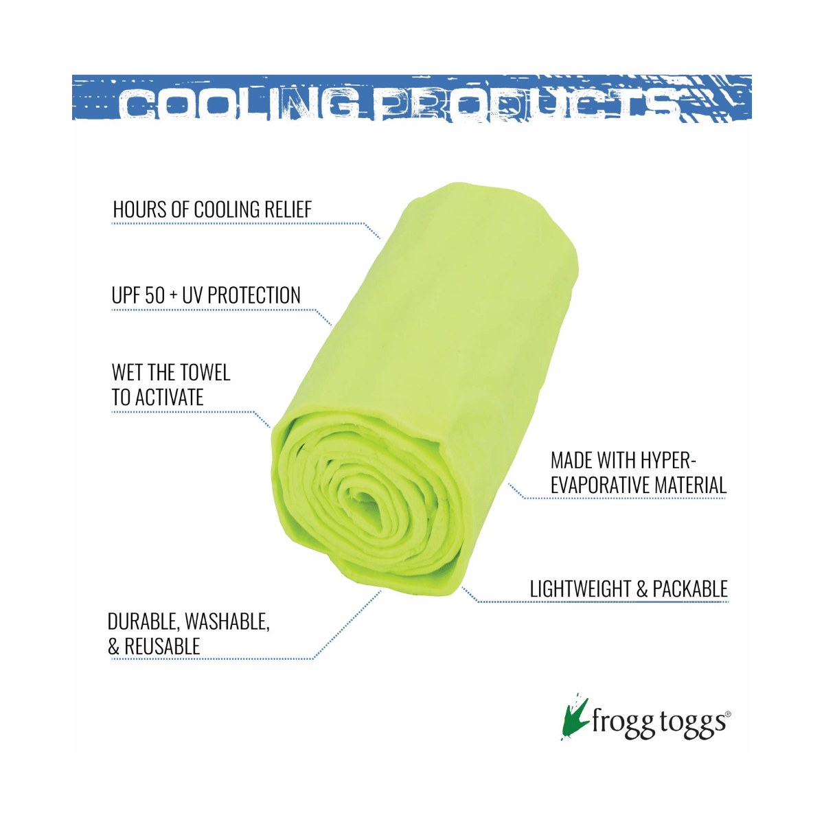 FROGG TOGGS CHILLY MINI COOLING WRAP - HI VIS LIME
