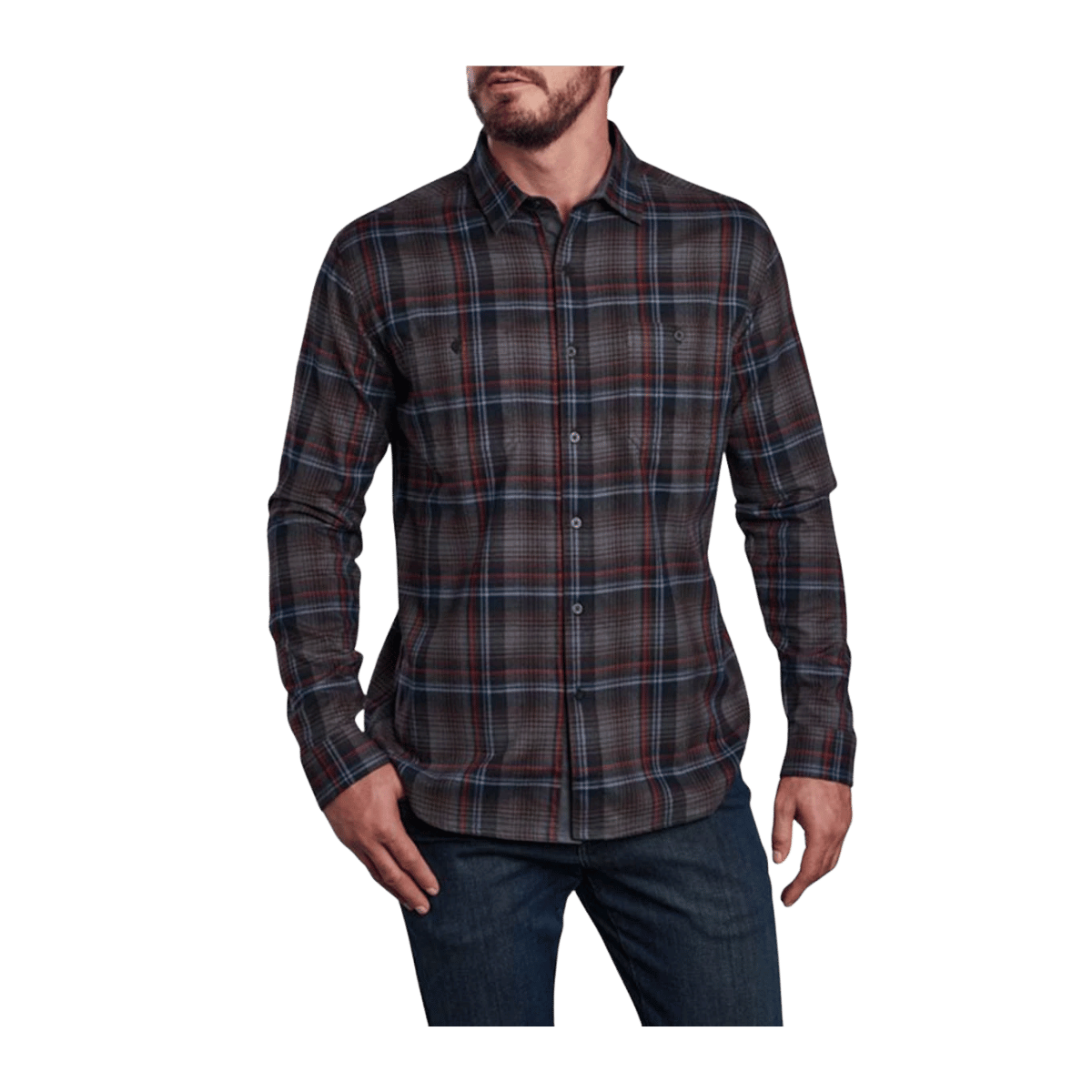 KUHL MEN'S FUGITIVE FLANNEL LS - RUSTIC SMOKE