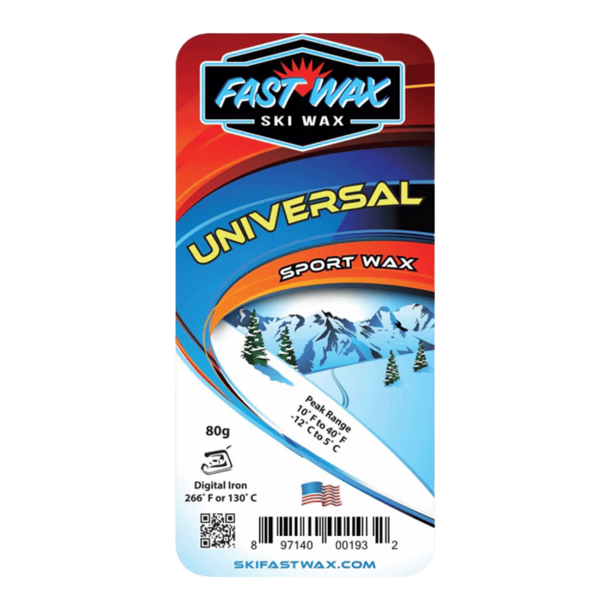 FAST WAX UNIVERSAL SPORT WAX (PARAFIN) 80G - FRONT/PACKAGING VIEW