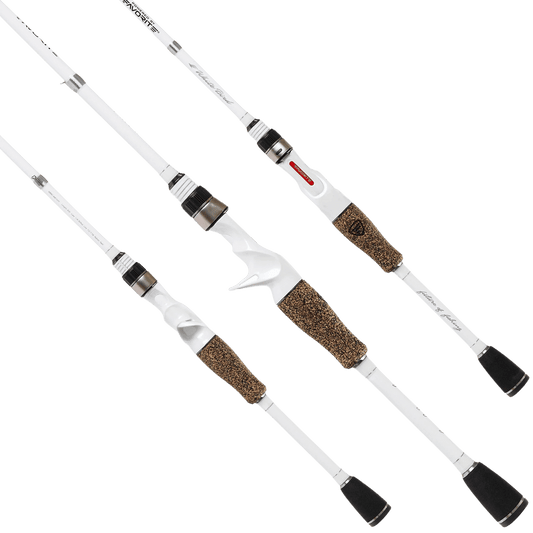 FAVORITE FISHING USA WHITE BIRD CASTING ROD - HAND HELD DIFFERENT ANGLES