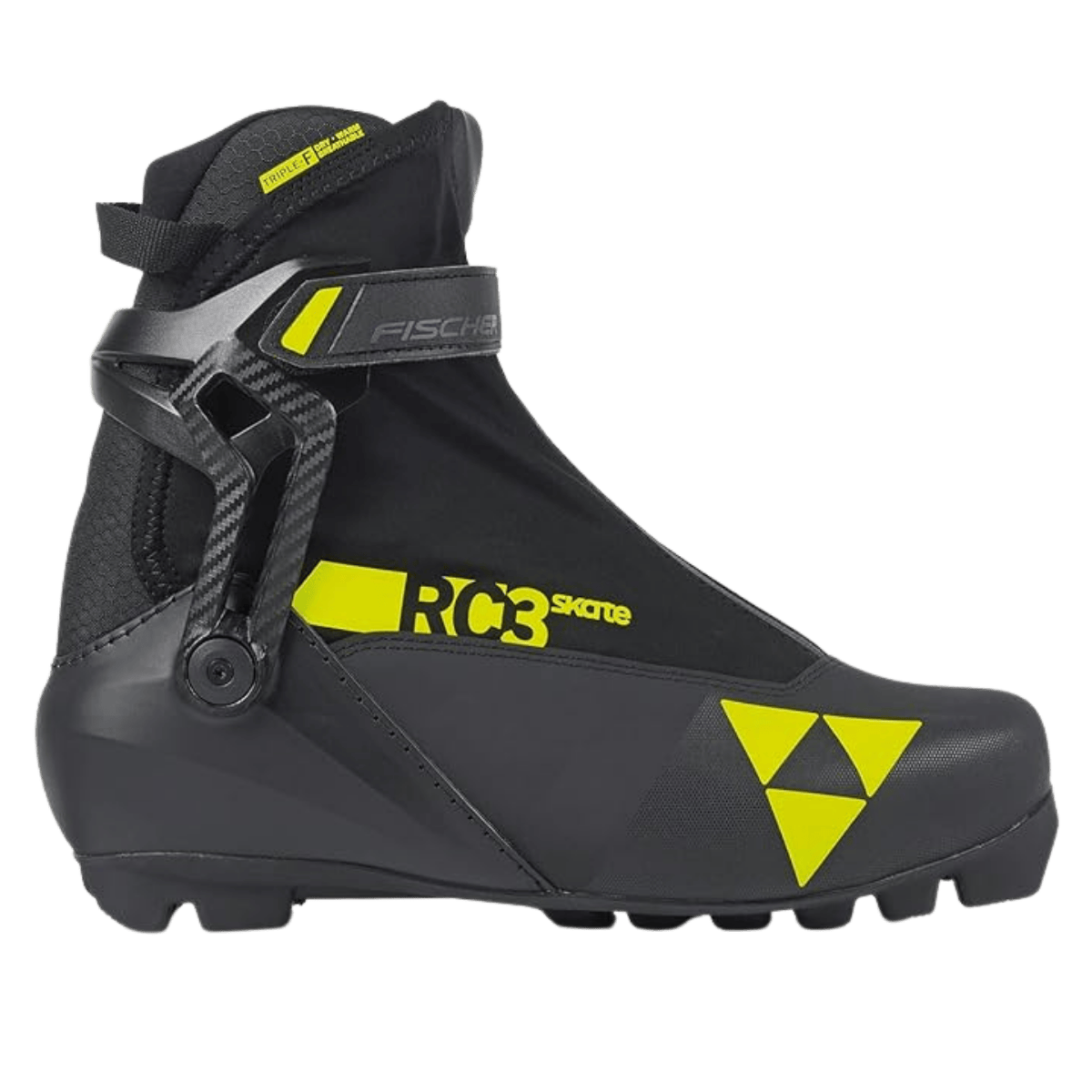 FISCHER RC3 SKATE NORDIC BOOT 2025 - BLACK/YELLOW - SIDE VIEW