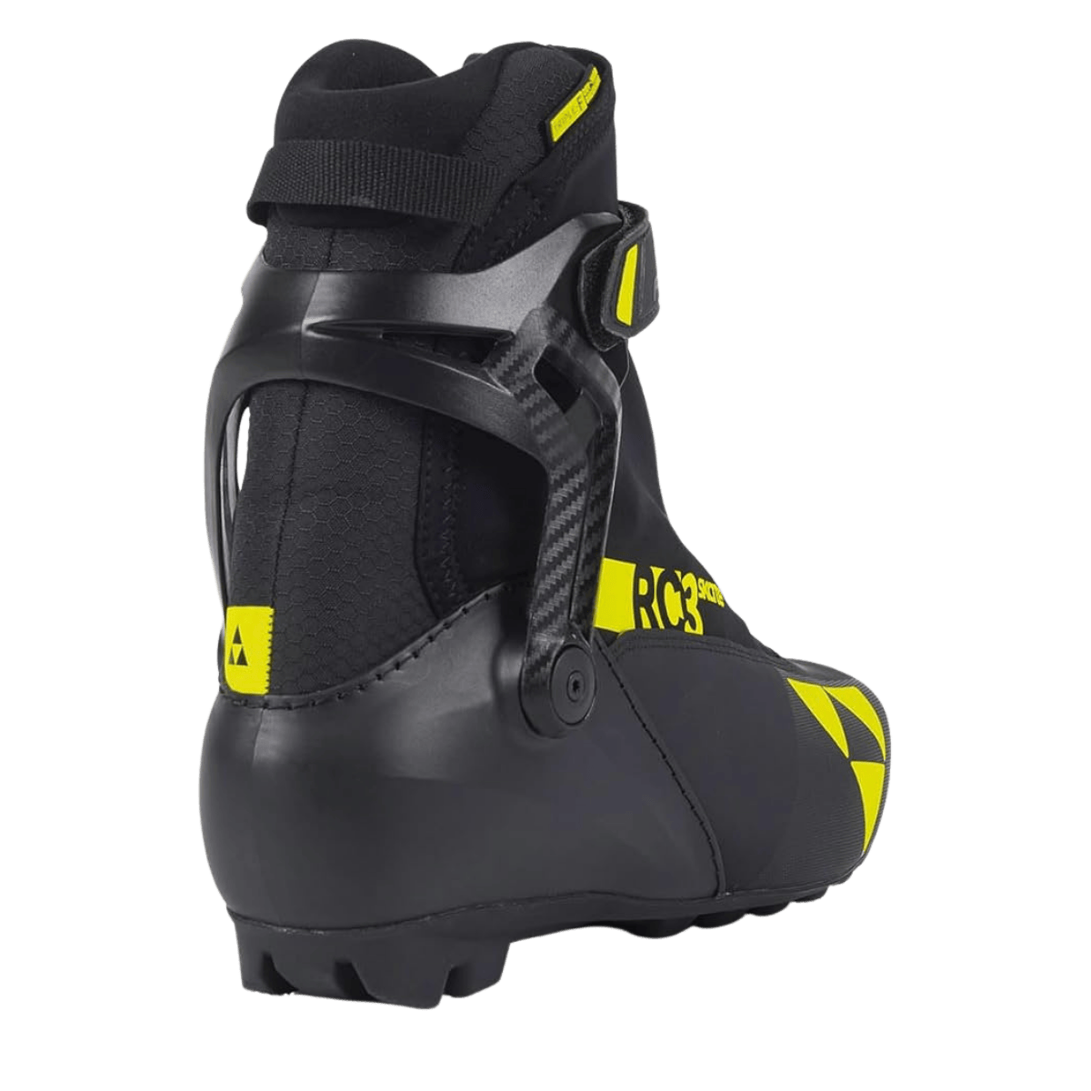 FISCHER RC3 SKATE NORDIC BOOT 2025 - BLACK/YELLOW - BACK VIEW