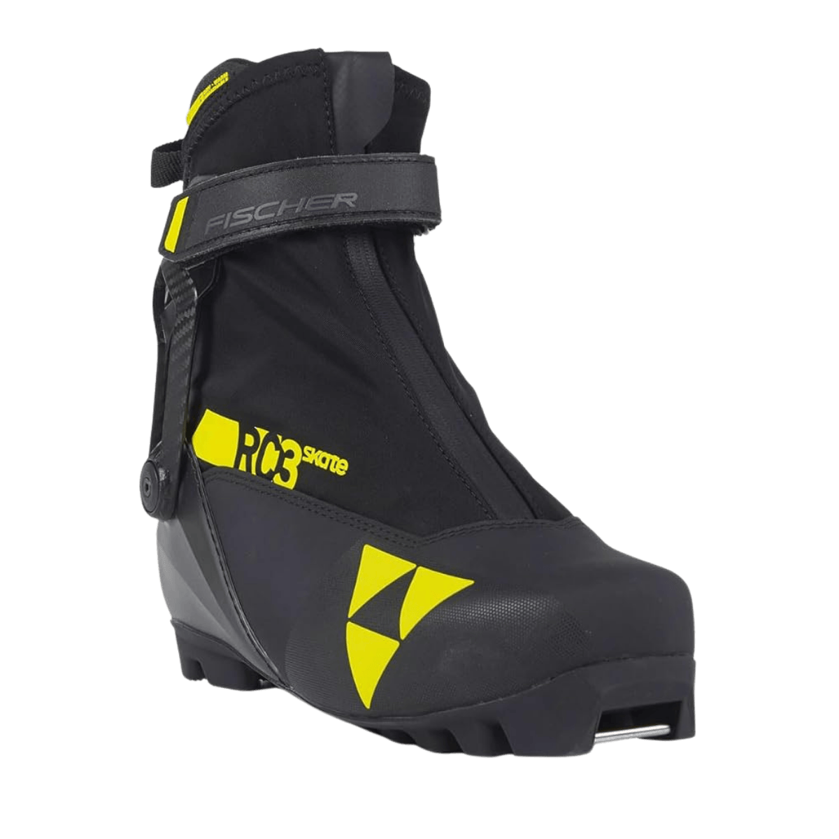 FISCHER RC3 SKATE NORDIC BOOT 2025 - BLACK/YELLOW - FRONT VIEW